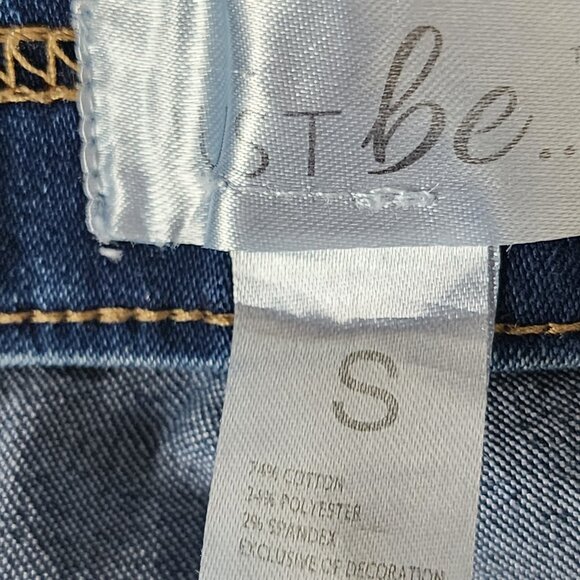 Just Be Dark Wash Drawstring Waist Stretch Denim Shorts with Cuff Detail Size S - Picture 13 of 16